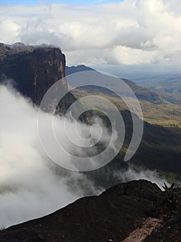 Wide field is seen from kukenan tepuy in Estado Bolivar, Venezuela on a gloomy day photo