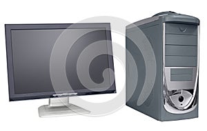 Wide flat monitor and computer
