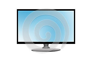 Wide flat screen LCD computer monitor. vector illustration.