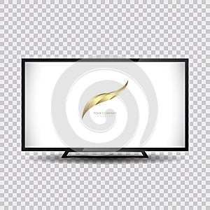 A wide flatscreen monitor mockup, LED Mock-up of 4K TV flat screen LED, plasma, realistic illustration, White blank monitor mockup