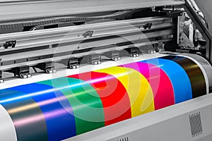 Wide-format inkjet printer, prints color stripes for proofing