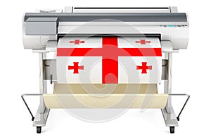 Wide format printer, plotter with Georgian flag. 3D rendering