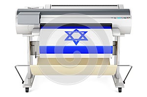 Wide format printer, plotter with Israeli flag. 3D rendering