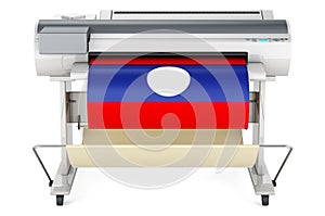 Wide format printer, plotter with Laotian flag. 3D rendering