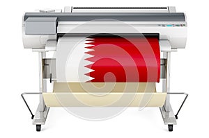 Wide format printer, plotter with Qatari flag. 3D rendering