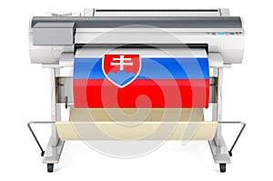 Wide format printer, plotter with Slovak flag. 3D rendering