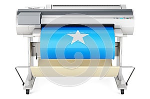 Wide format printer, plotter with Somali flag. 3D rendering