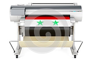 Wide format printer, plotter with Syrian flag. 3D rendering