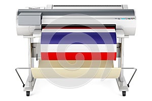 Wide format printer, plotter with Thai flag. 3D rendering