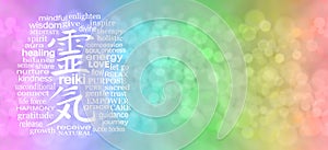 Reiki Rainbow Healing Word Cloud Message Banner photo