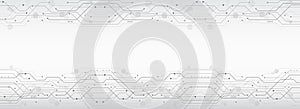 Wide Hi-tech computer digital technology concept. Abstract technology communication vector illustration. Grey background with