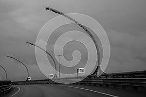 Wide highway. long roadway. road going into the distance