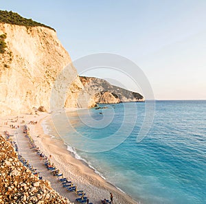 Wide Image  of the Famous Beach Porto katsiki In the Greek Island Lefkada