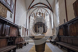 Wide interior view of the Church of the Dominican Monastery in Sighisoara