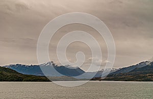 Wide landscape of mountains, Beagle Channel, Tierra del Fuego, Argentina