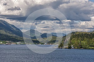 Wide landscape off water, Ketchikan, Alaska, USA