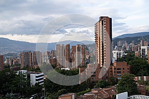 wide landscape shot of el poblado in medellin colombia photo