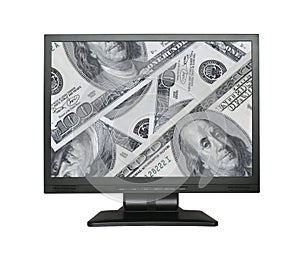 Wide LCD screen with dollar background