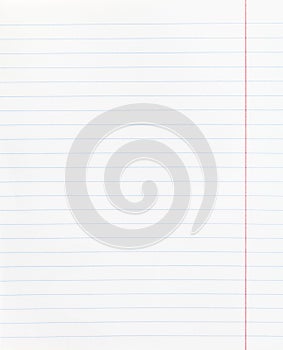 Wide lined sheet of paper with red margin