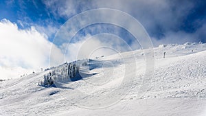 Wide open ski-able snowfields in the high alpine