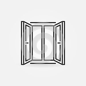 Wide Open Window vector thin line concept icon