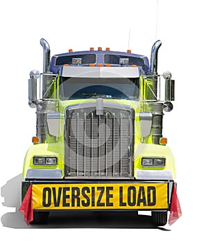 Wide OVERSIZE LOAD sign semi tractor truck isolated