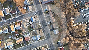 Wide panorama, aerial view with tall buildings, in the beautiful residential quarters and streets Paterson NJ USA