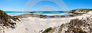 Panoramic landscape image of a ocean bay in South Africa