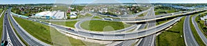 Wide panorama of highway spaghetti junction in Krakow, Poland