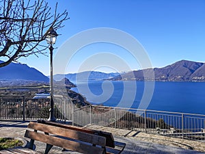Wide panorama of the Lake Maggiore from the belvedere of Brezzo di Bedero photo