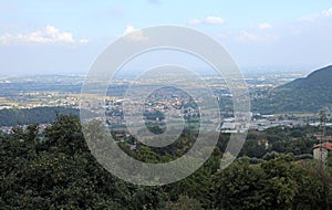 wide panorama of Padan Plain in Italy