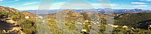 Wide Panorama of San Diego County from Iron Mountain Hiking Trail in Poway California