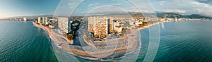 Wide panorama view of the entire coastline of Puerto Vallarta Mexico in the heart of the Hotel Zone