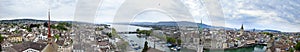 Wide panorama of zurich