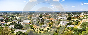 Wide panoramic view of the Itria Valley from the town of Cisternino, Apulia, Italy