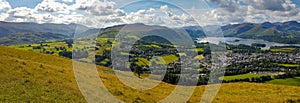 Keswick and lake Derwent Water wide panorama from Latrigg, UK photo