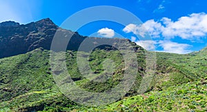 Wide panoramic view of the Macizo de Teno mountains in Tenerife, Canary Islands photo