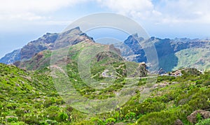 Wide panoramic view of the Macizo de Teno mountains in Tenerife photo