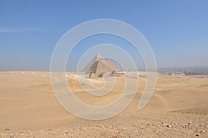 Panoramic view of the three great pyramids of Giza, Egypt
