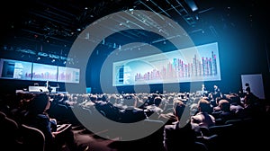 Wide photo of business people applauding at conference