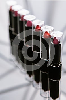 Wide range women`s lipsticks makeup artist