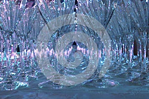 Wide raws of crystal flute glasses