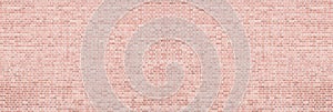 Wide red brick wall texture. Orange panoramic vintage background