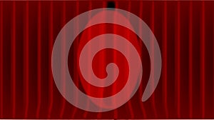 Wide Red Stage Curtain Spotlight