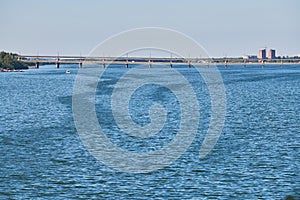 Wide river and bridge over