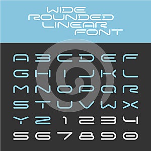 Wide rounded outline sport techno font.