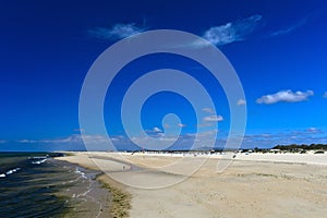 Wide sandy beaches on Tavira Island, Portugal