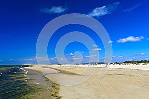 Wide sandy beaches on Tavira Island, Portugal