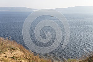 Wide sandy cliffs on the banks of the river Volga in Russia