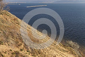 Wide sandy cliffs on the banks of the river Volga in Russia